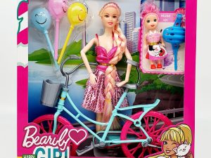 Muñeca Articulada Con Accesorios, Bicicleta