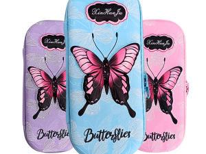 Cartuchera Tapa Dura 1 Piso Relieve Mariposas,