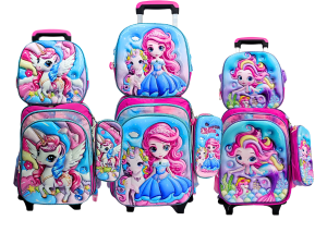 Mochilas Escolares 3 En 1 Estampadas, Con carrito y luces