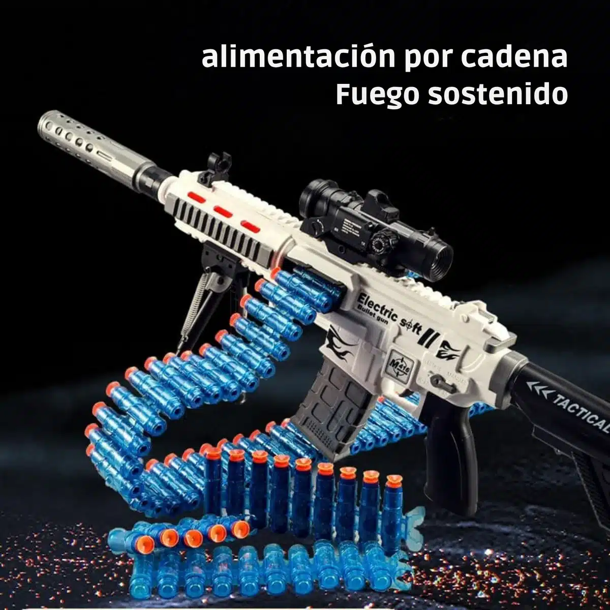 Rifle Lanzador Eléctrico M416 C/cadena De Munición - Imagen 4