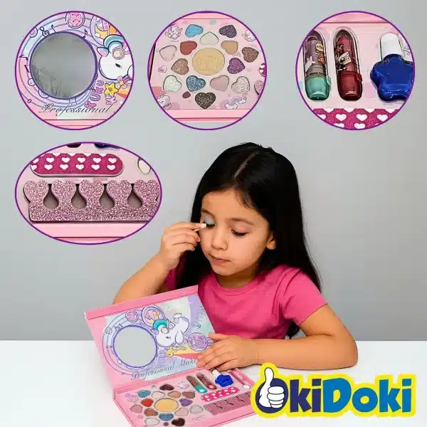 Kit De Maquillaje Unicornio Con Espejo Y Accesorios - Imagen 2