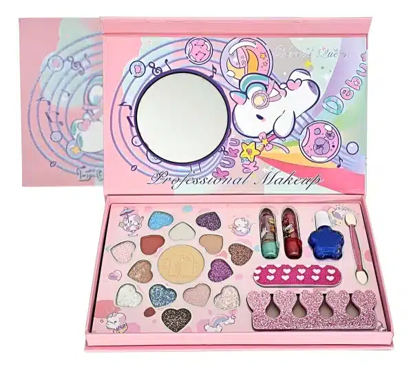 Kit De Maquillaje Unicornio Con Espejo Y Accesorios