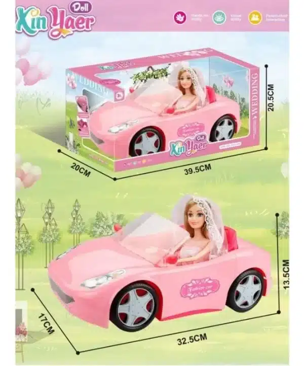 Auto Deportivo Descapotable Con Muñeca Novia - Imagen 2