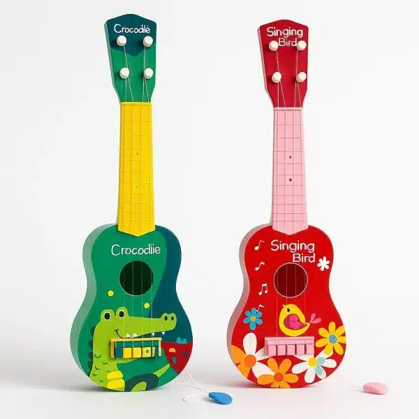 Ukelele Infantil Estampado De Madera Con Pua