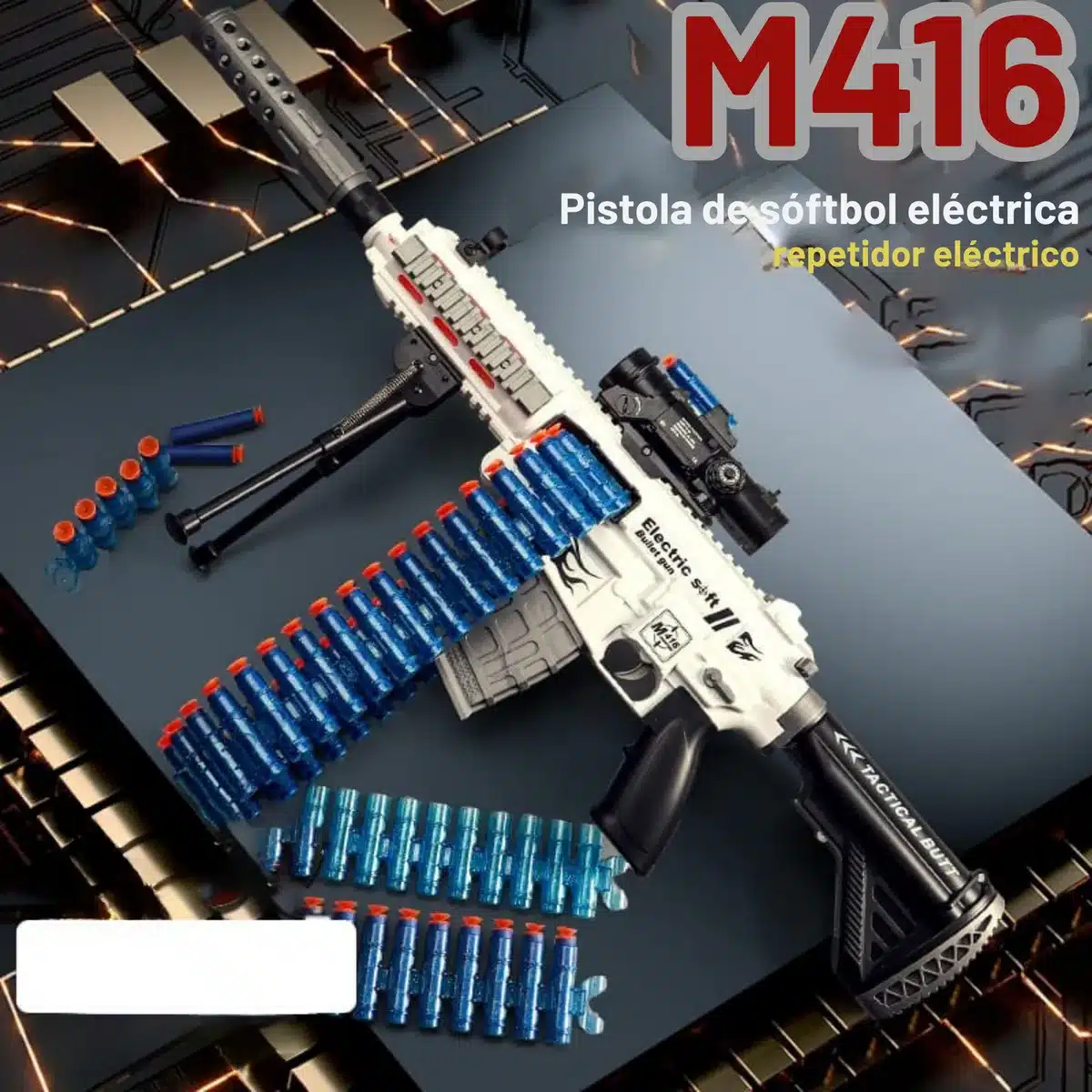 Rifle Lanzador Eléctrico M416 C/cadena De Munición - Imagen 5